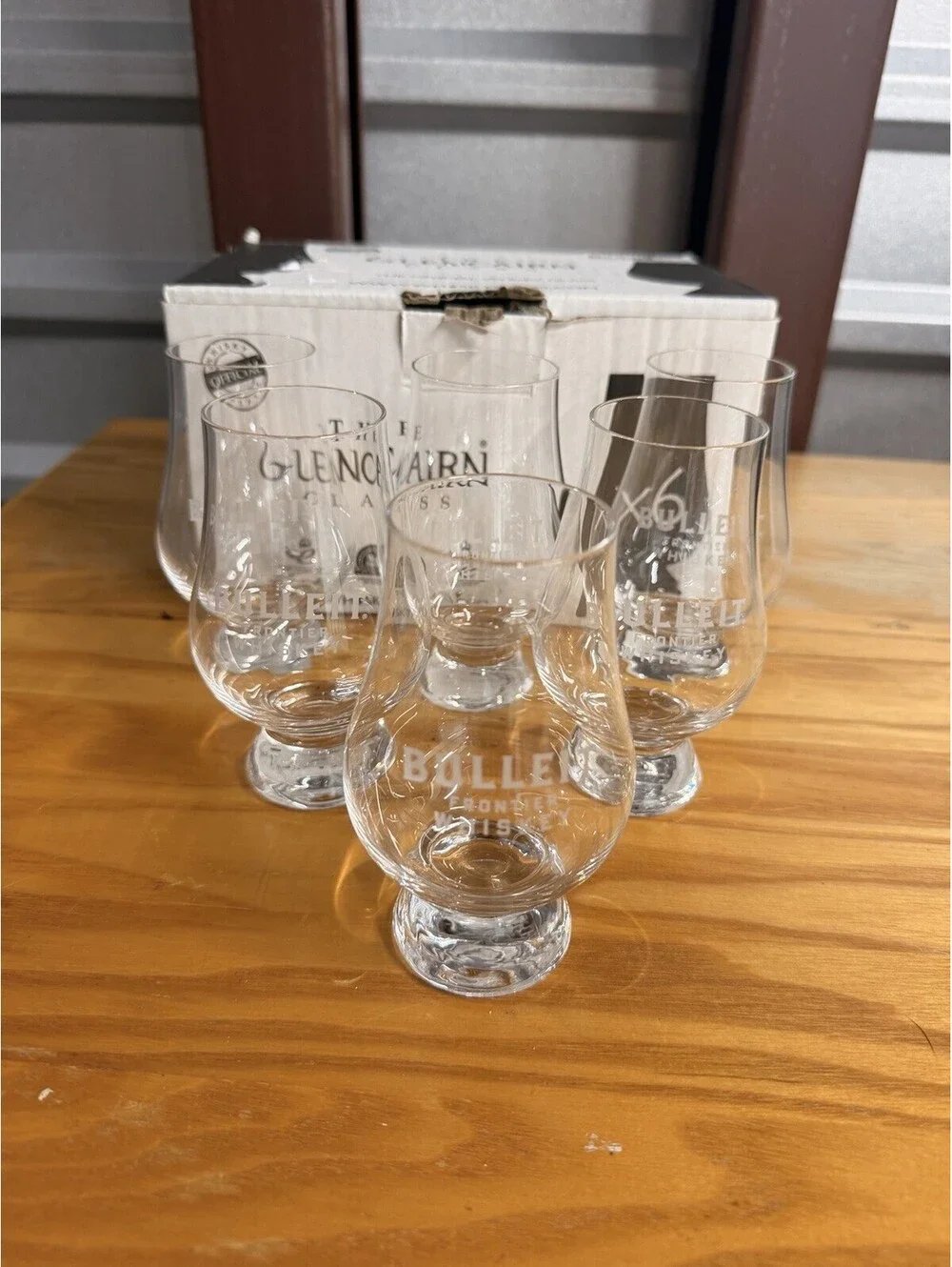 Glencairn Whisky Glass Set Of 6 Etched Set Bulleit bourbon *